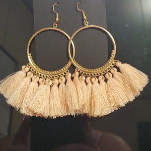 Peach tassel earrings